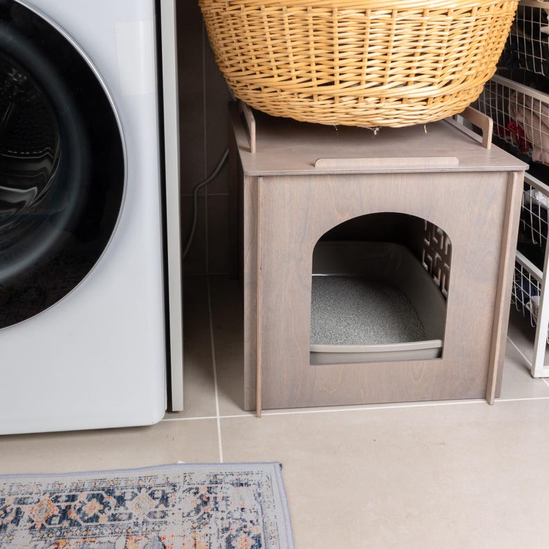 Bac à litière minimaliste pour chat