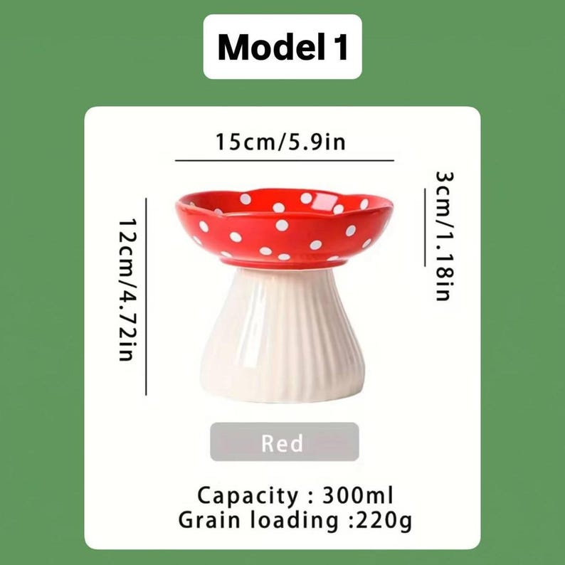 Bol pour animaux de compagnie en céramique champignon surélevé bol en céramique pour chat bol pour chiot plat de nourriture bol pour petit chien fournitures pour animaux de compagnie Décor champignon bol d'eau pour chat cadeau pour animaux de compagnie