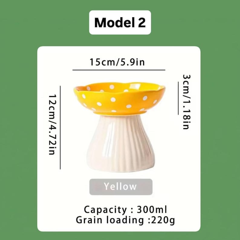Bol pour animaux de compagnie en céramique champignon surélevé bol en céramique pour chat bol pour chiot plat de nourriture bol pour petit chien fournitures pour animaux de compagnie Décor champignon bol d'eau pour chat cadeau pour animaux de compagnie