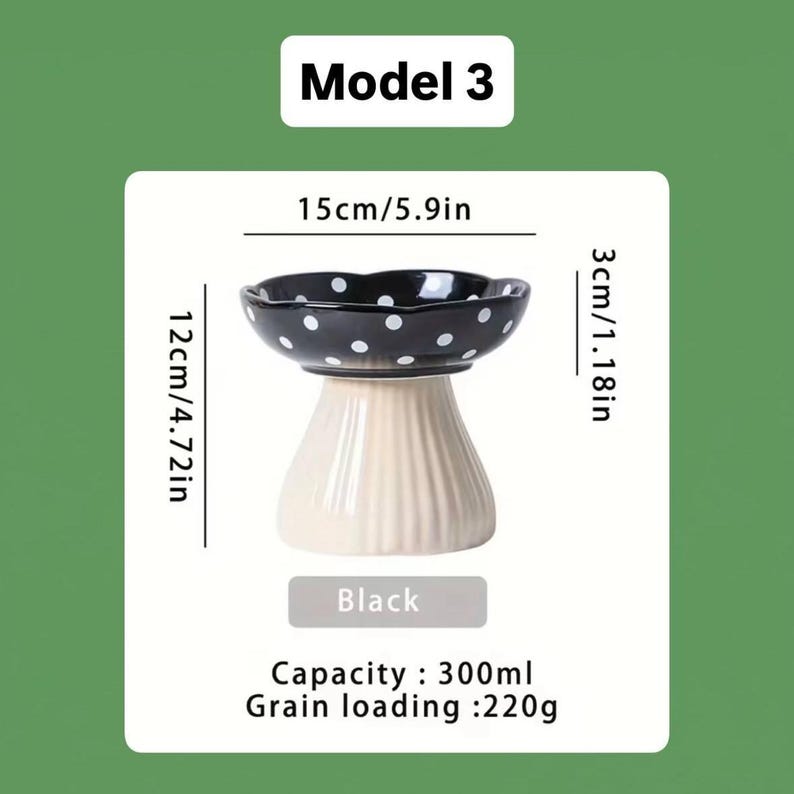 Bol pour animaux de compagnie en céramique champignon surélevé bol en céramique pour chat bol pour chiot plat de nourriture bol pour petit chien fournitures pour animaux de compagnie Décor champignon bol d'eau pour chat cadeau pour animaux de compagnie