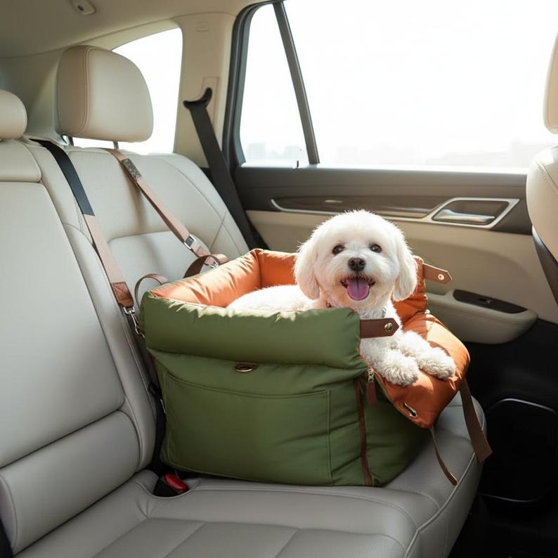Siège d'auto de luxe en similicuir et lit de voyage pour animal de compagnie Essentiel pour une sortie hivernale