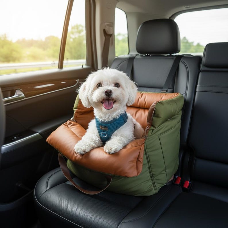 Siège d'auto de luxe en similicuir et lit de voyage pour animal de compagnie Essentiel pour une sortie hivernale