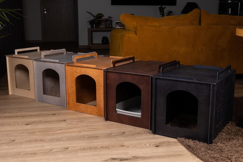 Bac à litière avec housse en bois élégante pour chat