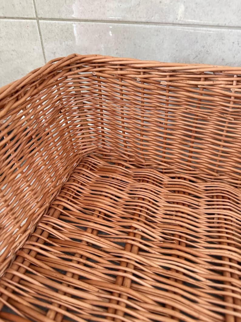 Panier en osier rustique pour chien et chat avec oreiller intérieur