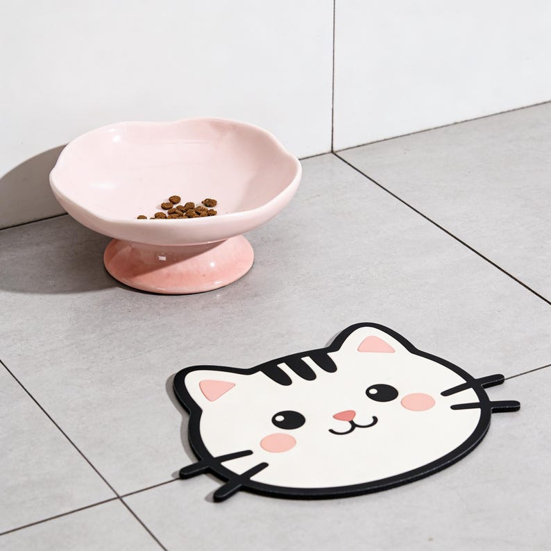 Gamelle pour animal en céramique fleur surélevée respectueuse des moustaches
