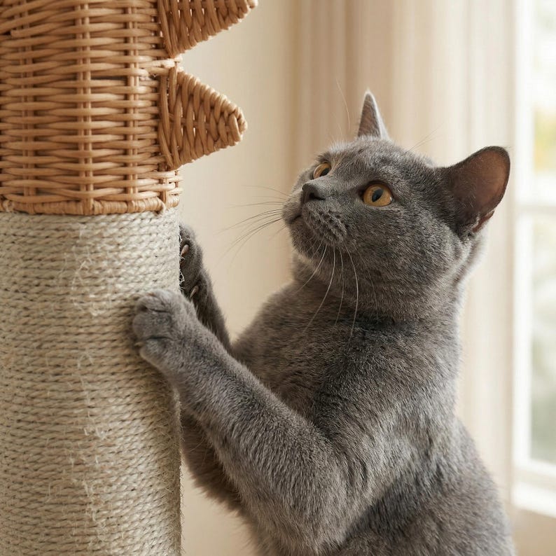 Panier en osier tour arbre à chat dinosaure avec griffoirs sisal