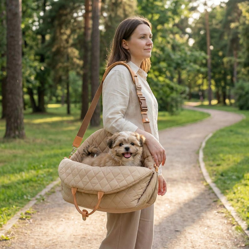 Siège d'auto imperméable pour animal de compagnie, Lit de voyage pour petit chien, Sac à bandoulière, Rehausseur de sécurité