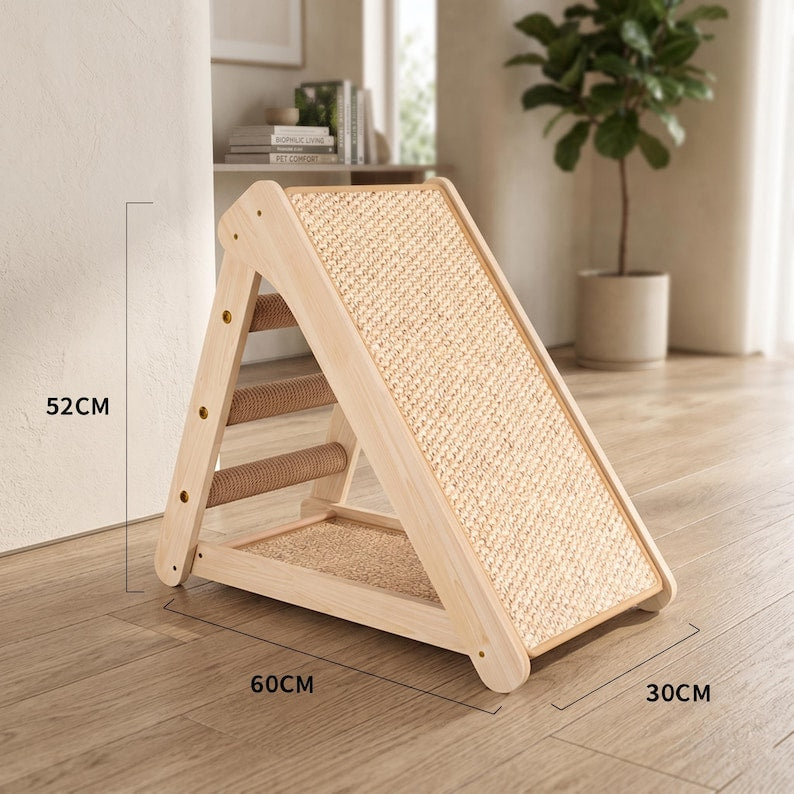 Griffoir pour chat en bois avec rampe et perchoir