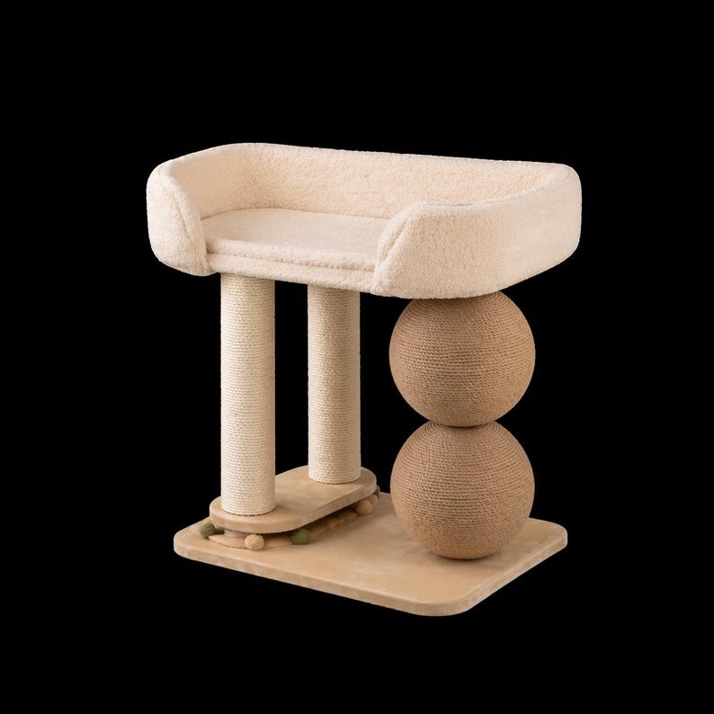 Cat Climbing Tower with Sisal Ball, Breathable Cooling Cat Bed, Jumping Platform for Cats, Modern Cat Tree Furniture, Pet Accessories