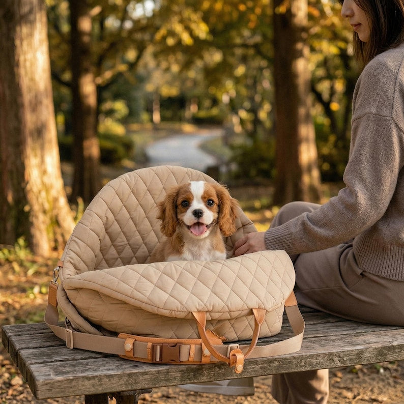 Siège d'auto imperméable pour animal de compagnie, Lit de voyage pour petit chien, Sac à bandoulière, Rehausseur de sécurité