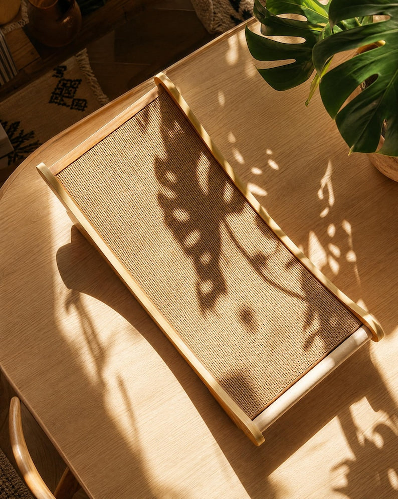 Griffoir pour chat avec rampe en sisal et design incurvé