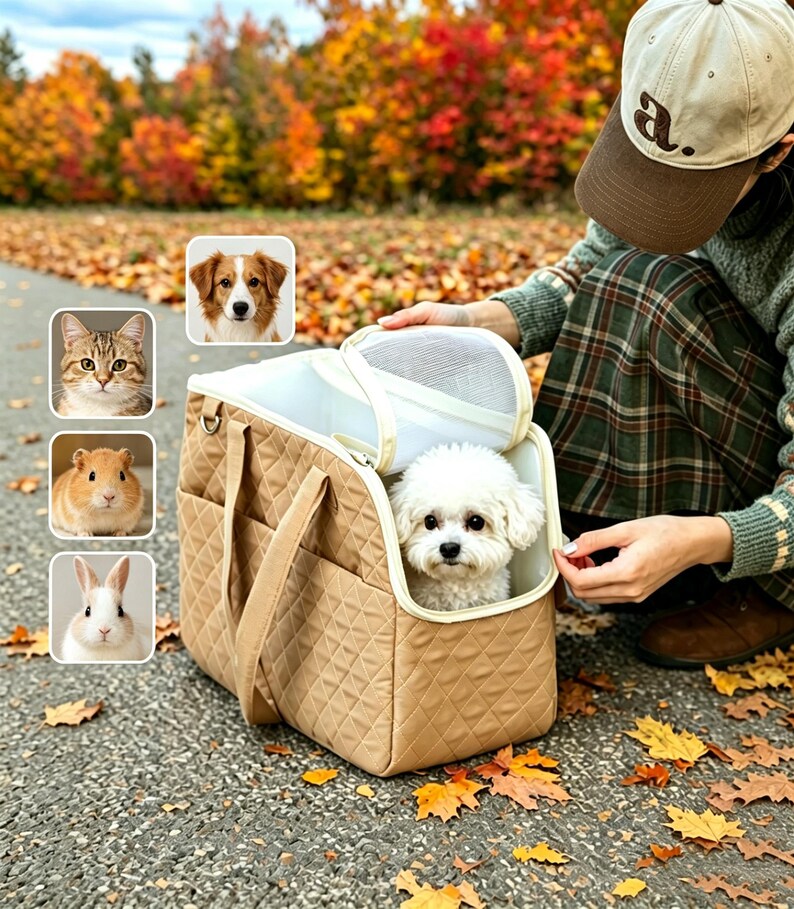 Sac fourre-tout de voyage matelassé pour animal de compagnie : sac de transport respirant pour chats, petits chiens - sac à bandoulière léger