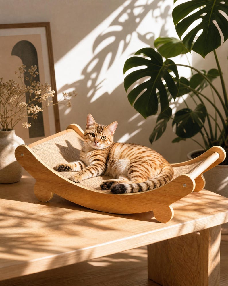 Griffoir pour chat avec rampe en sisal et design incurvé