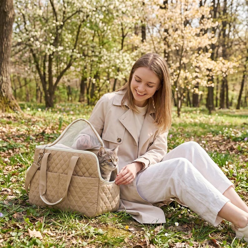 Sac fourre-tout de voyage matelassé pour animal de compagnie : sac de transport respirant pour chats, petits chiens - sac à bandoulière léger