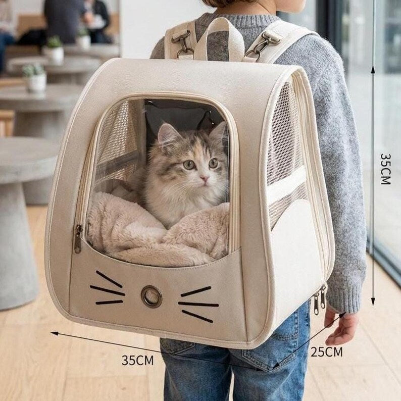 Sac à dos de transport pour chat, sac à dos de voyage respirant pour chats et petits chiens, sac de transport portable pour animal de compagnie pour l'extérieur