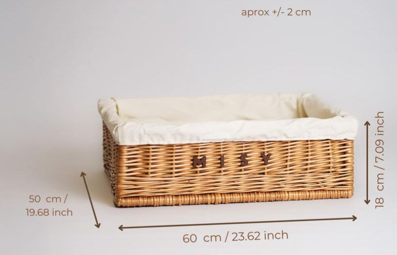 Panier en osier pour animal avec oreiller coton 60x50 cm