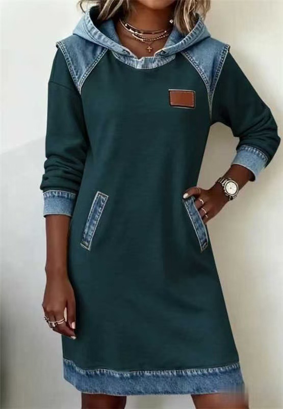Elaris Shift Dress — Color Block Knee-Length Dress with Pockets