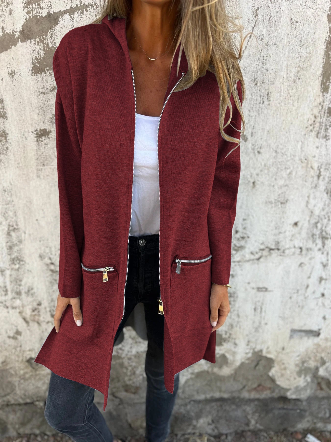 CLEARANCE SALE🔥 Zipper Long Sleeve Hooded Jacket