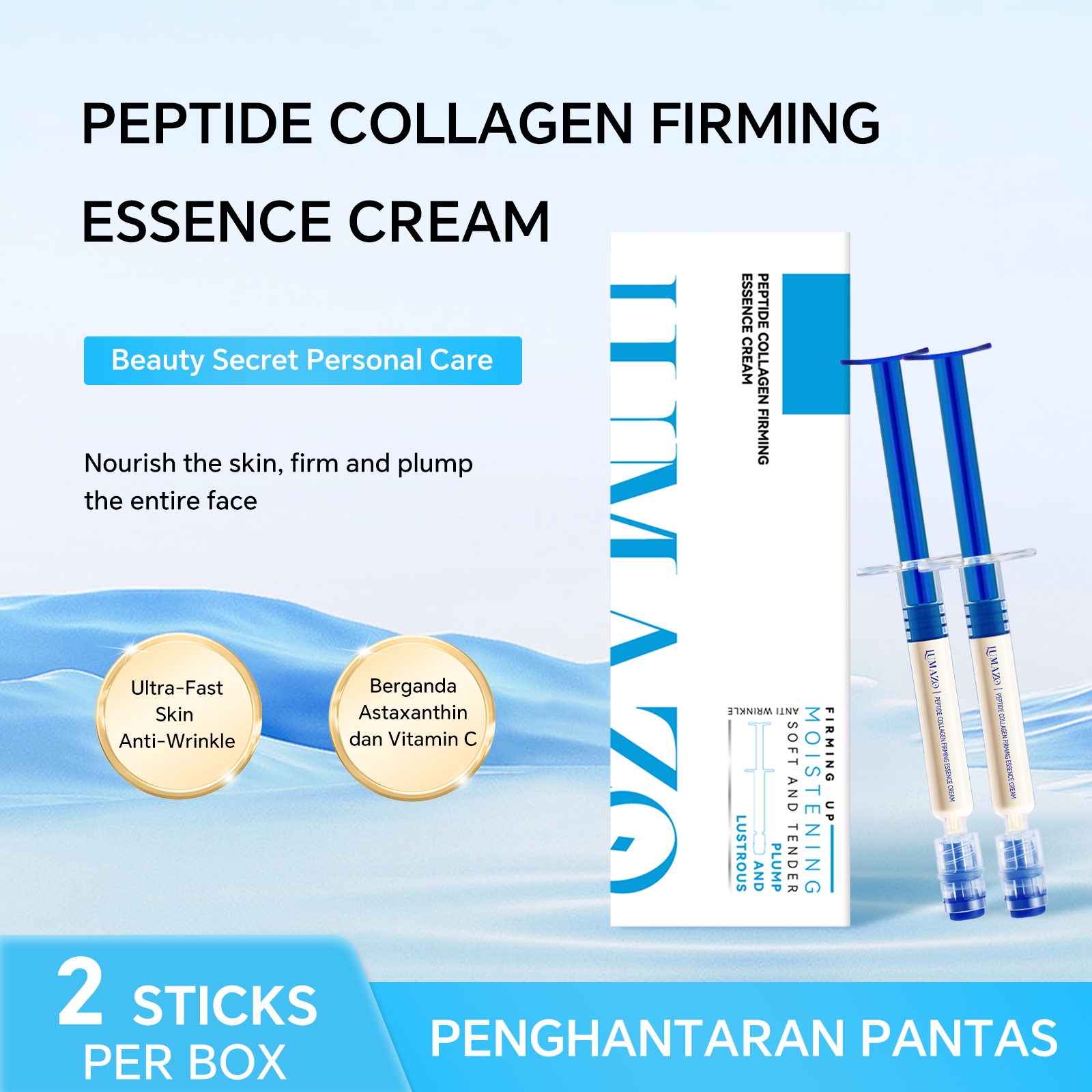 Peptide Collagen Anti-Aging Face Cream by LUMAZO - Lifts, Firms, Plumps & Hydrates for Smooth, Youthful Skin, Pack of Two