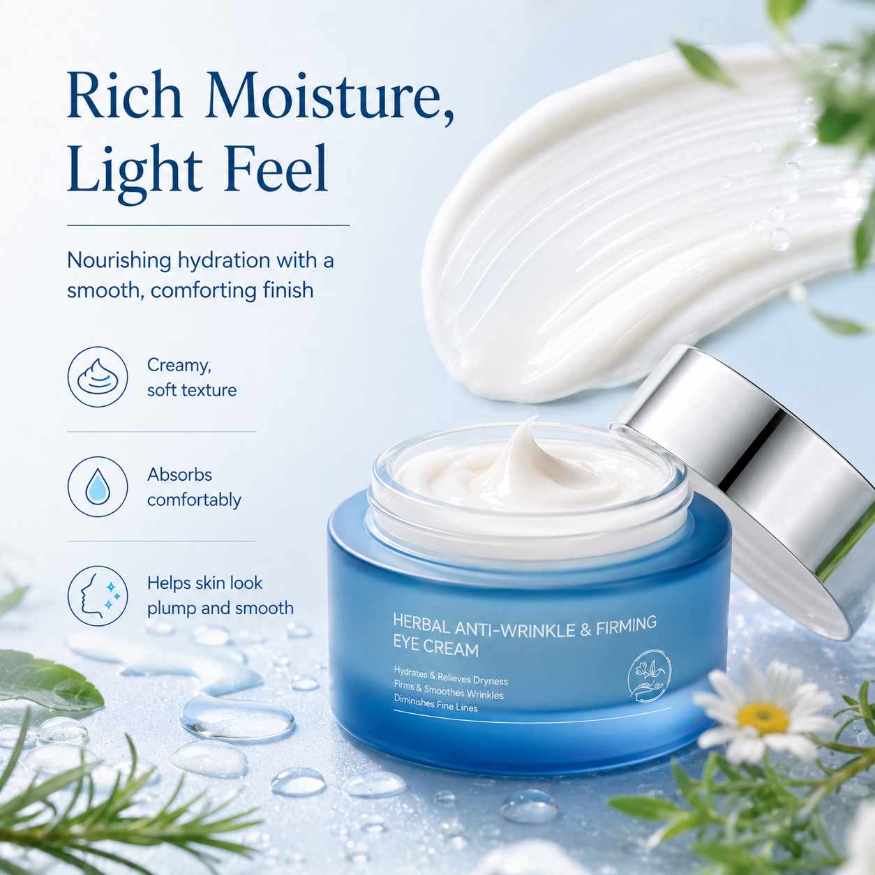 LUMAZO Herbal Firming Eye Cream - Deep Hydrating Anti-Aging Eye Moisturizer to Smooth Wrinkles & Plump Delicate Skin