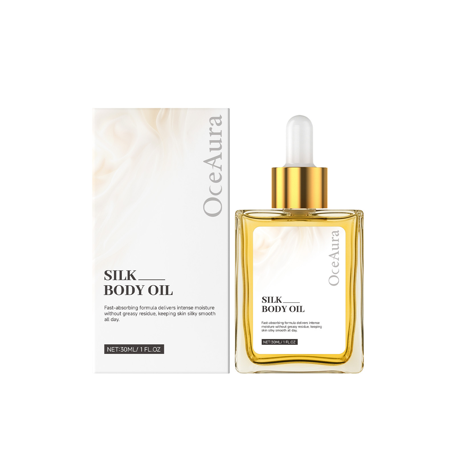 OceAura Silky Body Oil Intense Moisturizing Dry Skin Repair Oil Fast Absorbing Non-Greasy Formula for Daily Full Body Care