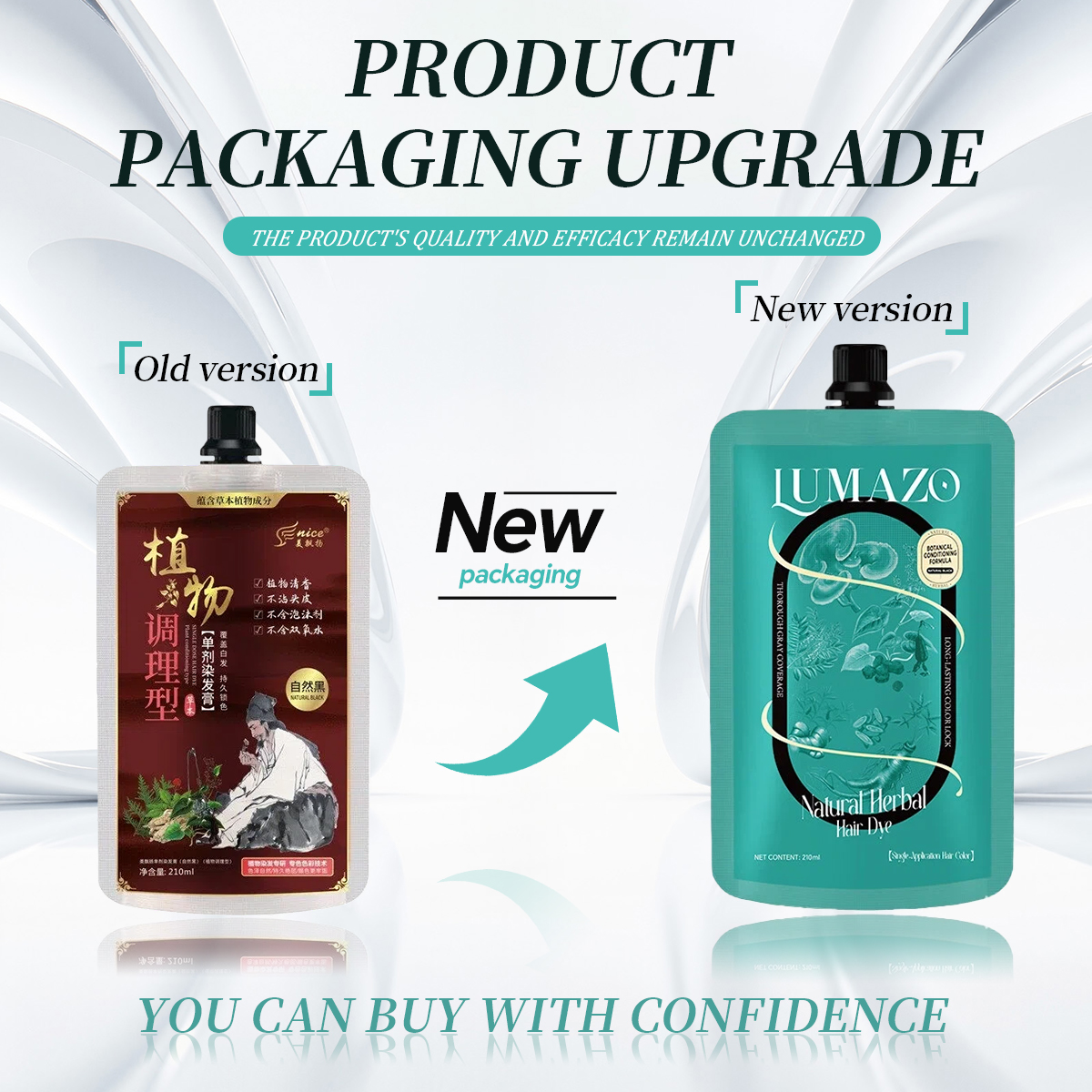 LUMAZO Herbal Hair Color for Gray Coverage – Plant-Active Formula, Soft Natural Shade, 210ml