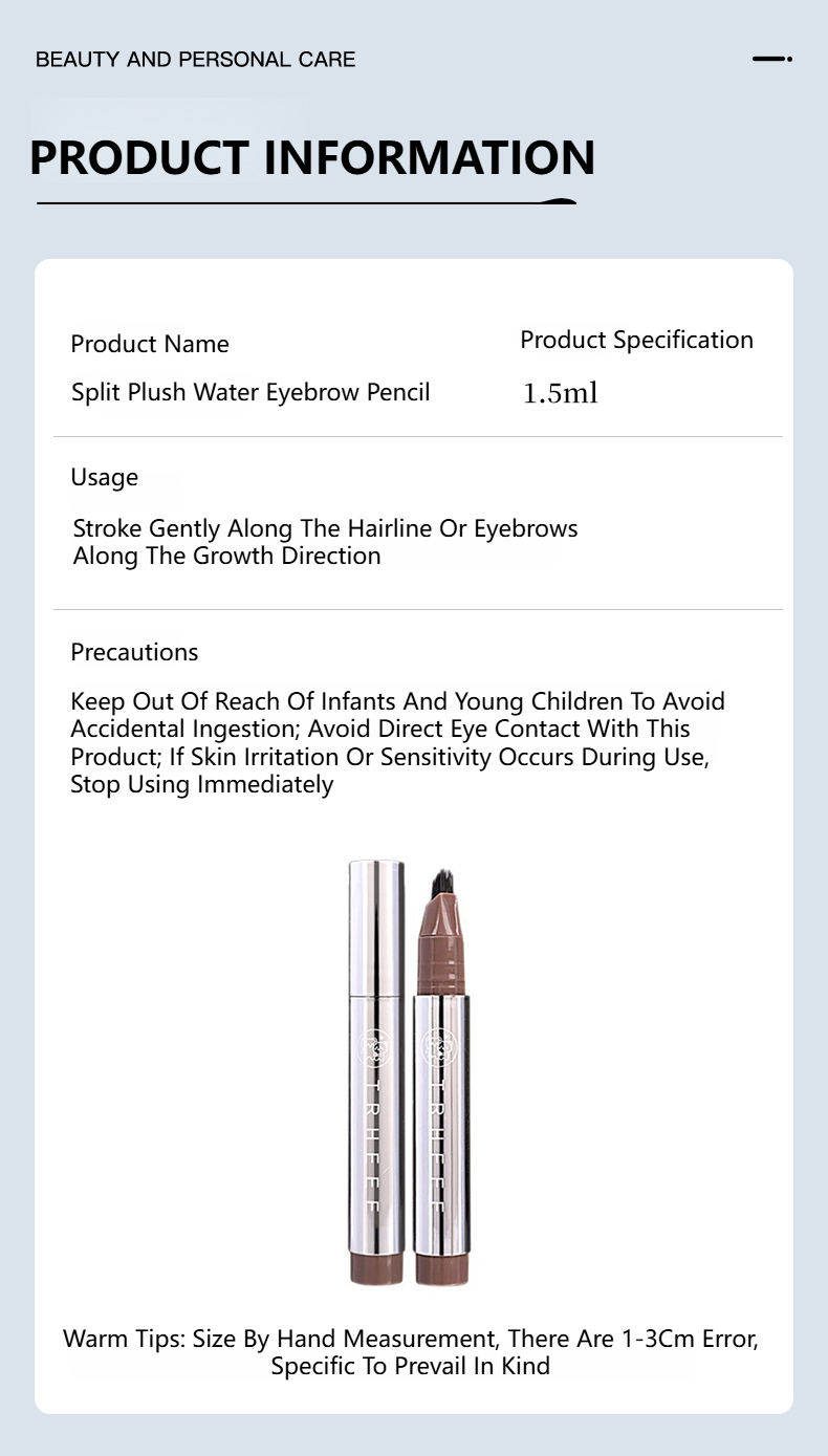 Multi-Prong Plush Eyebrow Pen Waterproof Long Wear Natural Looking Brow Makeup for Women