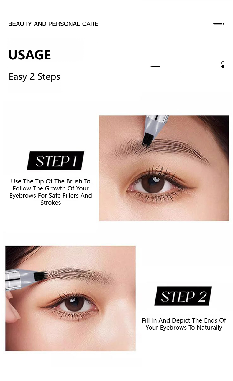 Multi-Prong Plush Eyebrow Pen Waterproof Long Wear Natural Looking Brow Makeup for Women
