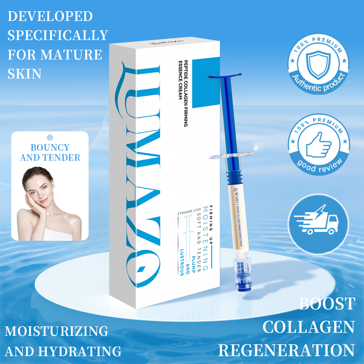 Peptide Collagen Anti-Wrinkle Cream | Firms & Restores Elasticity · Diminishes Eye Lines & Nasolabial Folds · Deep Hydration & Moisture Retention