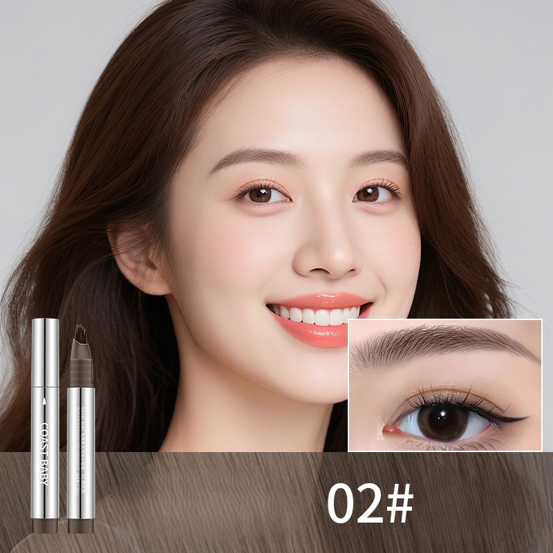 Multi-pronged water-based eyebrow pencil: natural, three-dimensional, and smudge-proof.