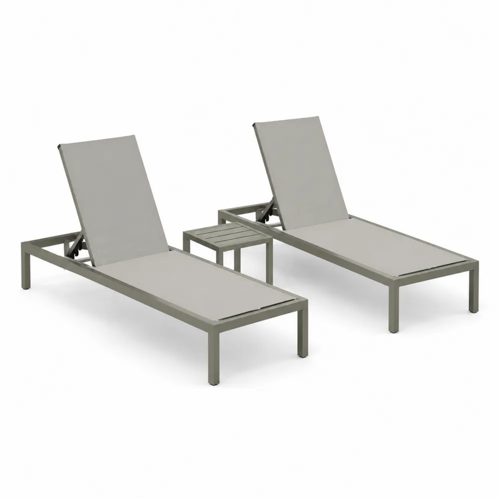 Conjunto de 2 tumbonas ajustables de aluminio color Gris