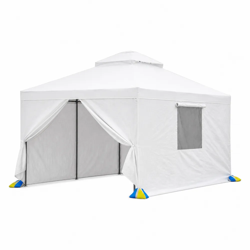 Carpa Plegable 3x3 m Poliéster Blanco Estructura de Acero