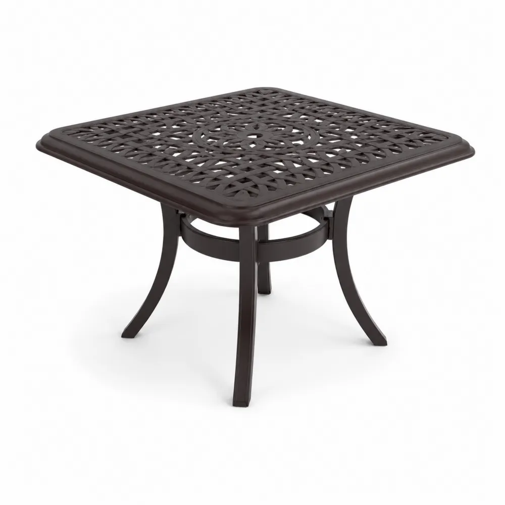 Mesa cuadrada de aluminio fundido 90x90x75 cm Marrón