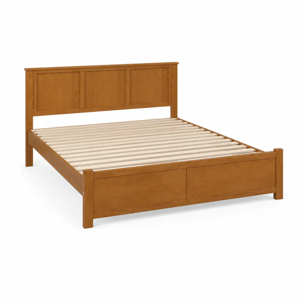 Cama doble de madera maciza marrón 200x160 cm