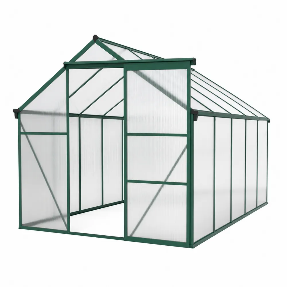 Invernadero de Aluminio y Policarbonato 370x185x195 cm Verde