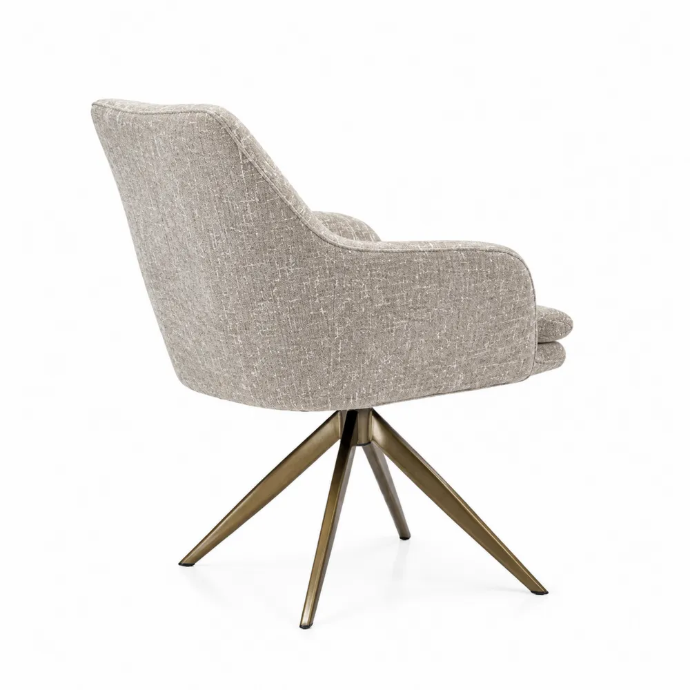 Silla de tela de poliéster gris claro con base de metal