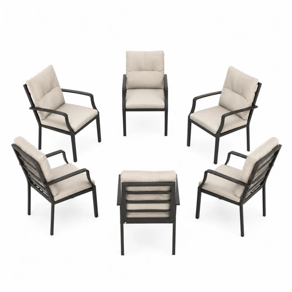 Conjunto de 6 sillas de comedor de aluminio con cojines de poliéster