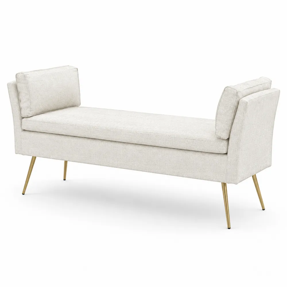 Polsterbank Stoff Beige mit Metallbeinen
