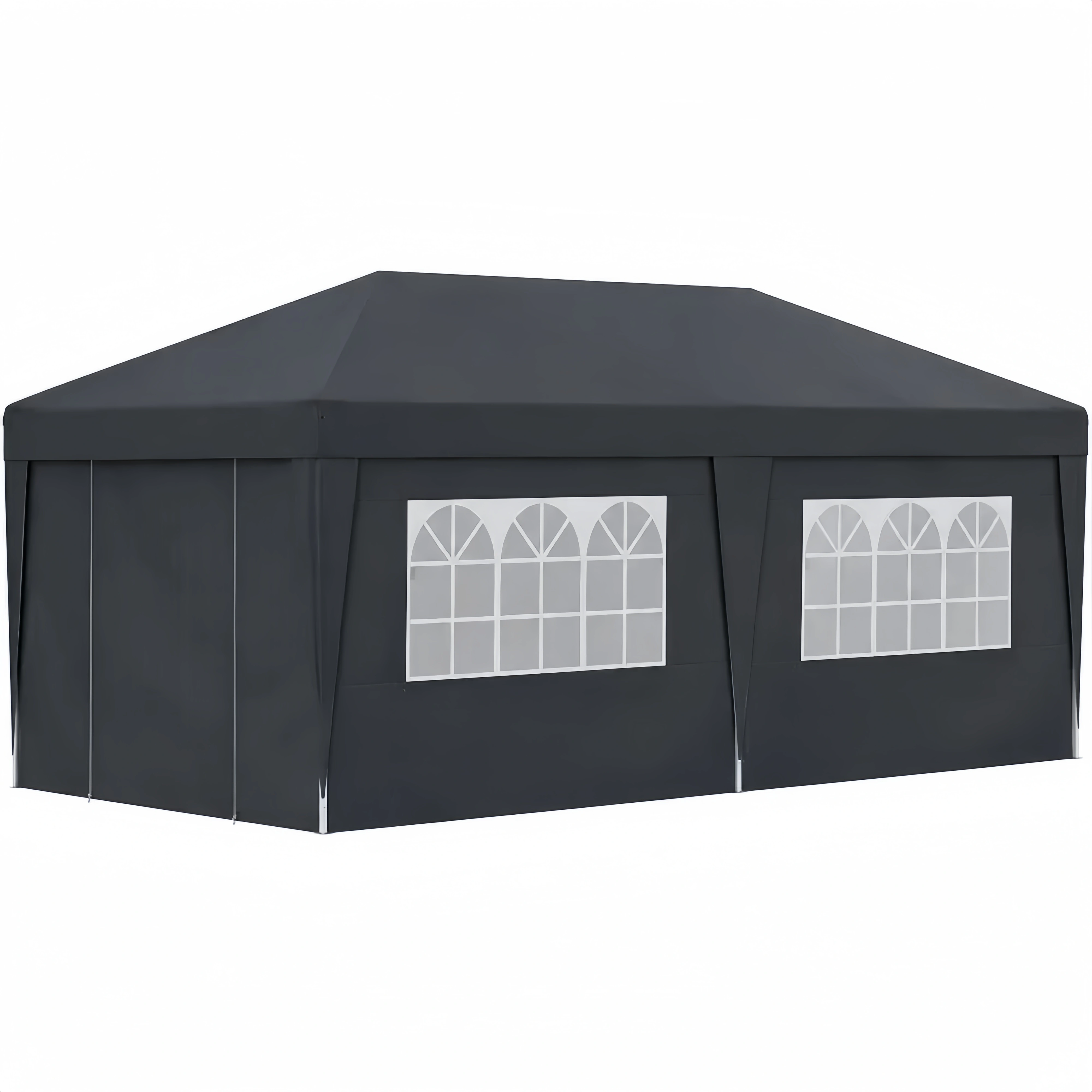 Pavillon aus Polyester mit Stahlrahmen 6x3 m Schwarz