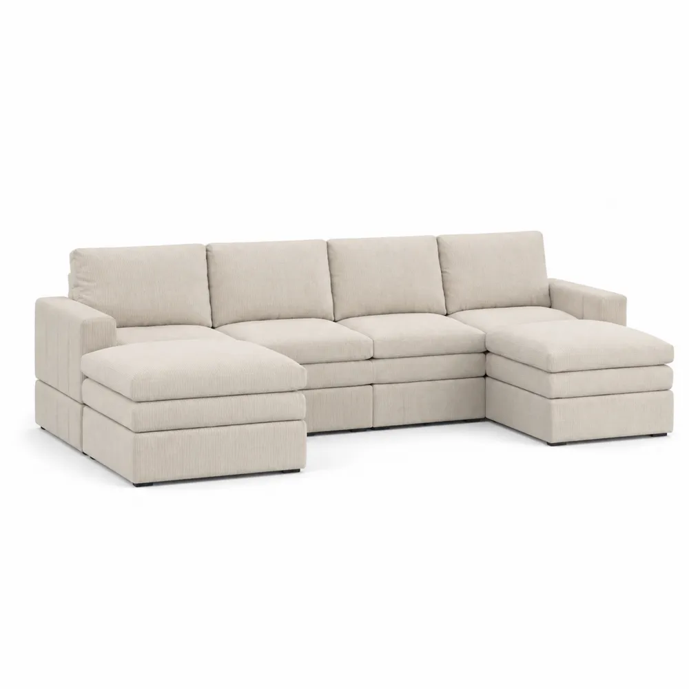 Modulares Ecksofa Cord Beige 300x180x85 cm