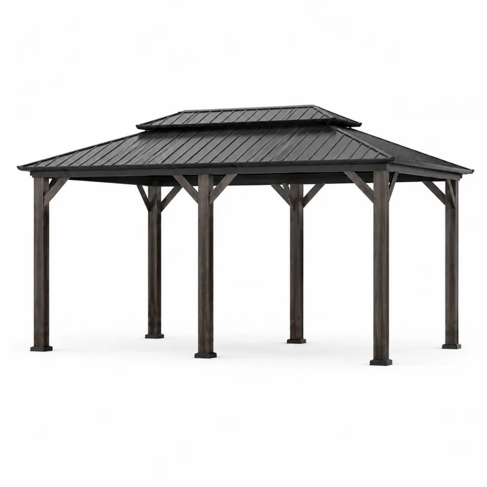 Gartenpavillon Stahl und Aluminium 3.5x3.5m Dunkelgrau
