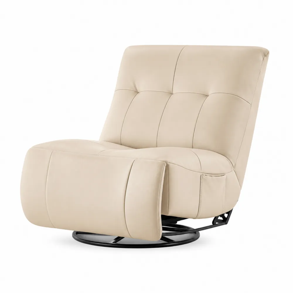 Drehbarer Sessel aus Kunstleder in Creme