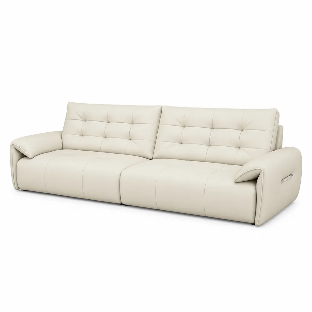 3-Sitzer Sofa Polyurethan-Leder Beige 220cm