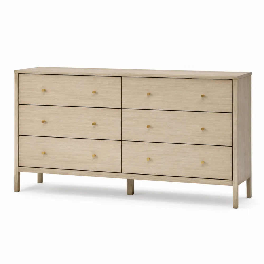 Kommode mit 6 Schubladen Eichenfurnier 150x45x80cm