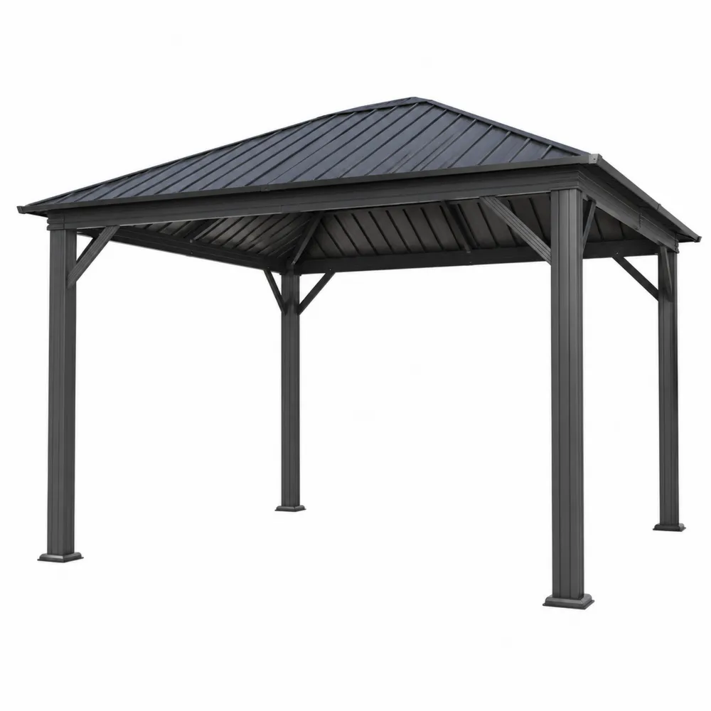 Gartenpavillon aus Aluminium und Stahlblech 300x400 cm Dunkelgrau