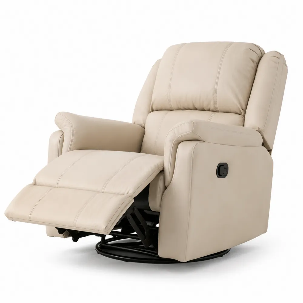 Liegesessel aus Kunstleder Beige mit Relaxfunktion und Schwenkmechanismus