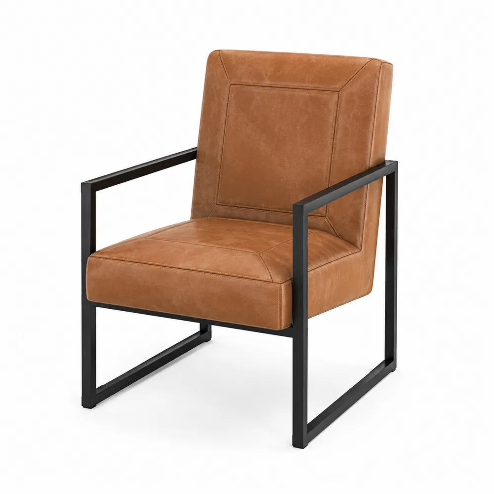 Metallstuhl mit Leder Braun