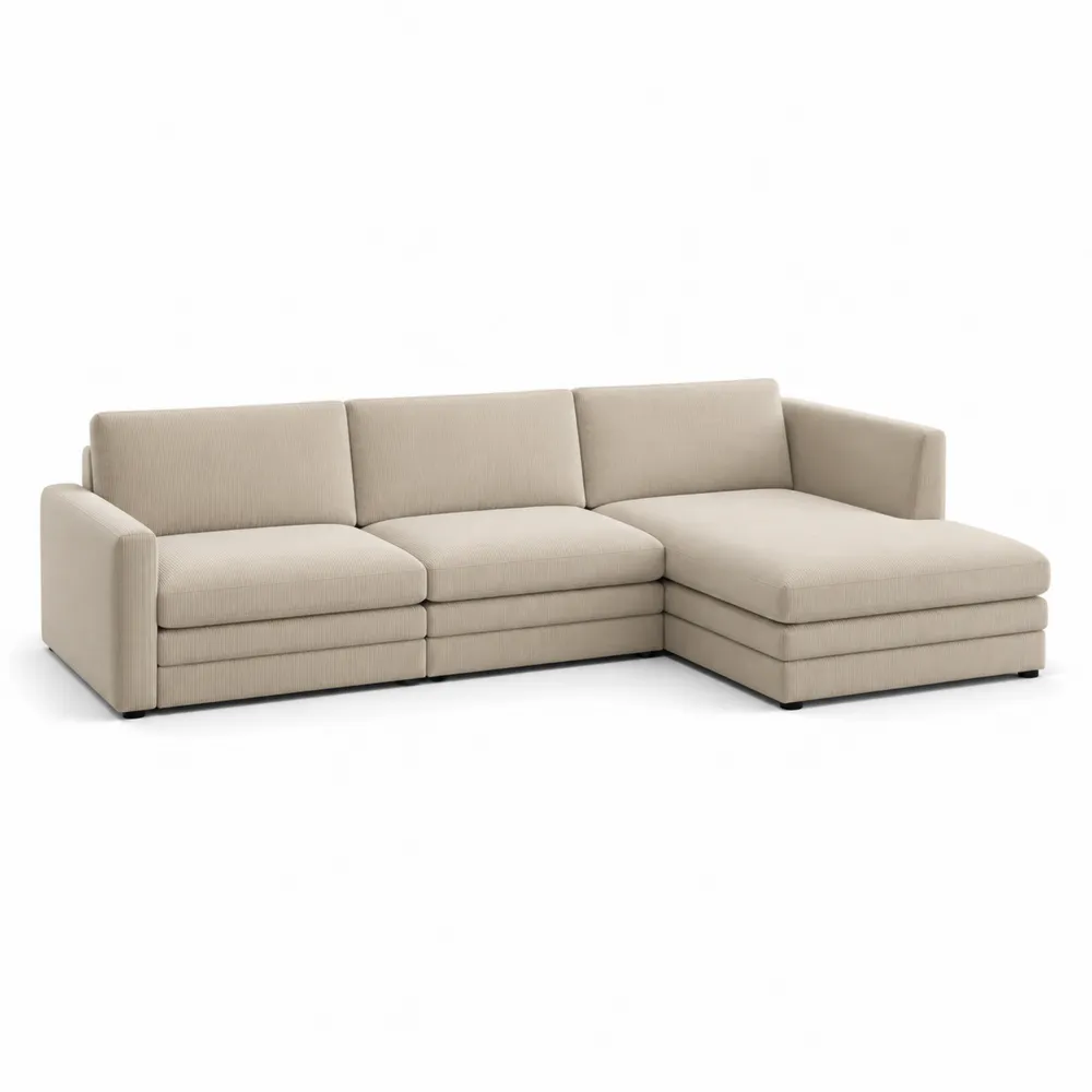 Ecksofa Stoff Beige L-Form