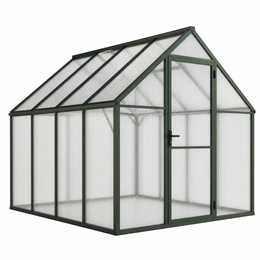 Gewächshaus mit Aluminiumrahmen und Polycarbonatplatten Grün