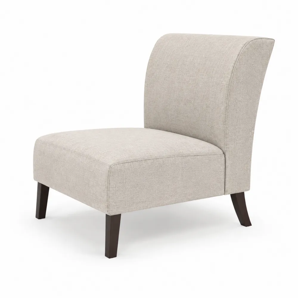 Polsterstuhl Leinen Beige mit Holzbeinen